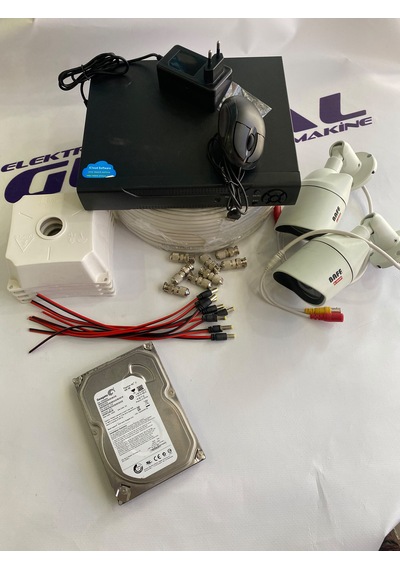 Baff 2'li Güvenlik Kamerası Seti 2 Mp Metal Kasa Ahd - Cepten İzleme Xmeye Kayıt Cihazı + 500 Gb Hdd + 5a Adaptör + 100 Metre Kablo Full Set
