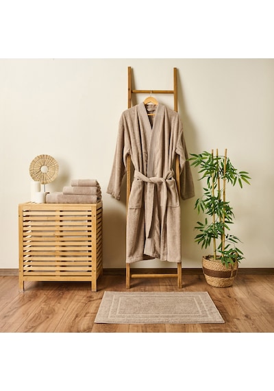 Soft Premium Unisex Bornoz - Bej - S / M Çok Renkli