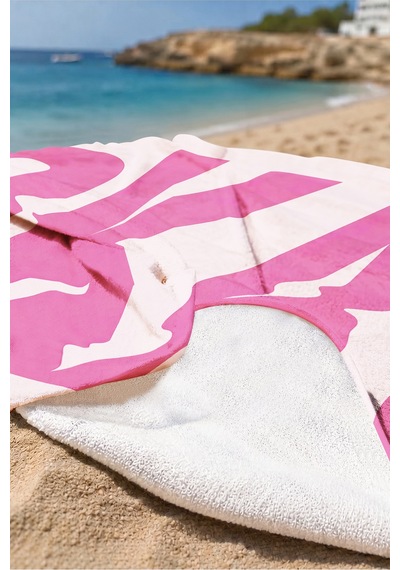 Pembe Okay Typografi Plaj Havlusu-minimalist Yaz Stili Havuz Deniz Banyo Hızlı Kuruyan Sahil Örtüsü Kuru Şeftali