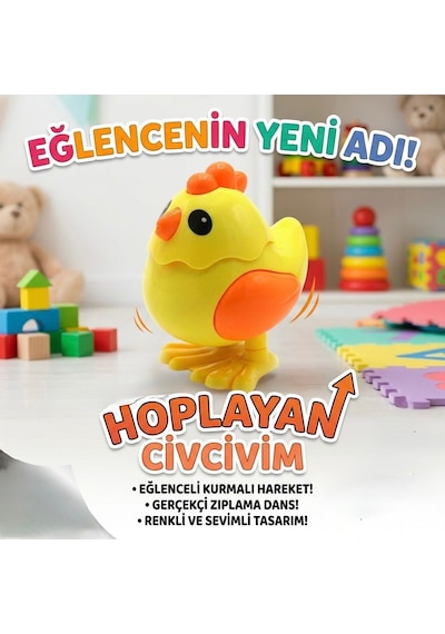 Zıplayan Kurmalı Oyuncak Civciv - Hareketli Eğitici Bebek Ve Çocuk Oyuncağı - Nostaljik Civciv