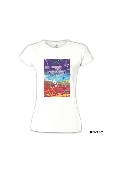 Minecraft - World Beyaz Kadın Tshirt 001