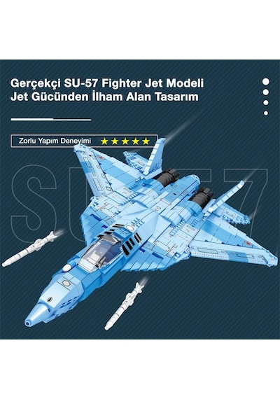 Reobrix Fighter Aircraft Russian Sukhoi Su-57 33030 Brick Yapım Seti
