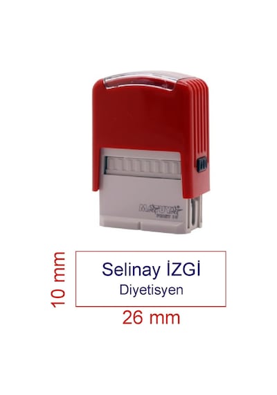 Kaşeciniz İsim Ünvan Kaşesi - Matuya 10 - Kırmızı Makine - Mavi Mürekkep Çok Renkli