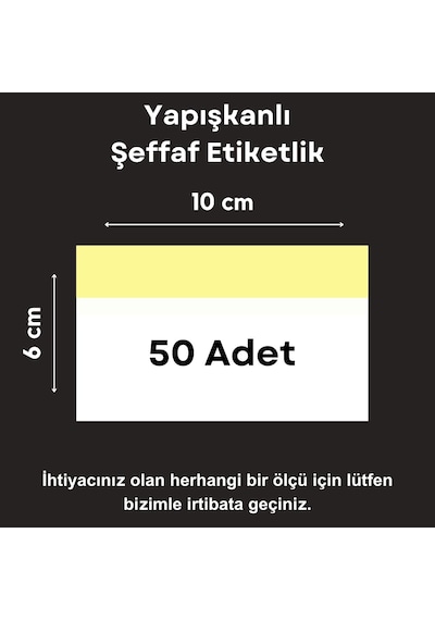 50 Ad Pvc Etiketlik Yapışkanlı 10x6 Cm Raf Etiket Cebi Yapışkanlı