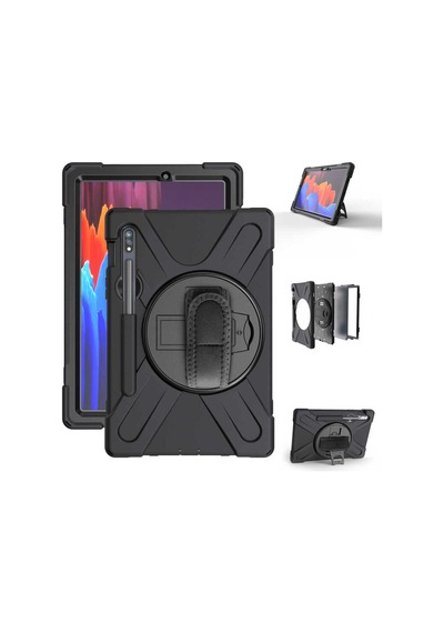 Galaxy Uyumlu  Tab S7 T870 Kılıf Ysf Defender Tablet Silikon-siyah Arka Kapak
