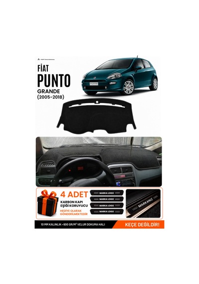Fıat Punto Grande 2005-2018 Uyumlu Torpido Koruma, Torpido Örtüsü, Torpido Kılıfı - Siyah - Fı016