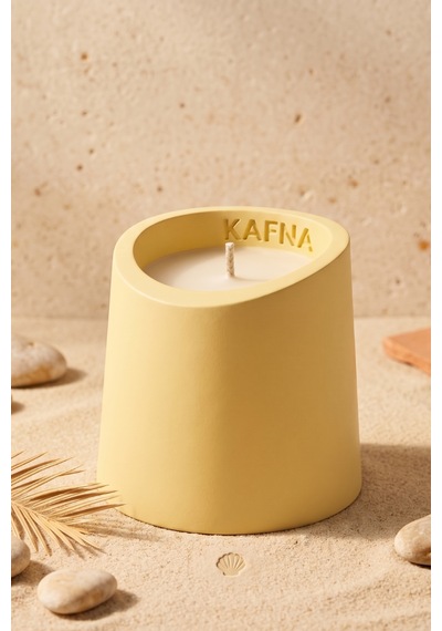 Kafna Beyaz Sabun Kokulu Dekoratif Beton Mum - %100 Soya Wax Sarı