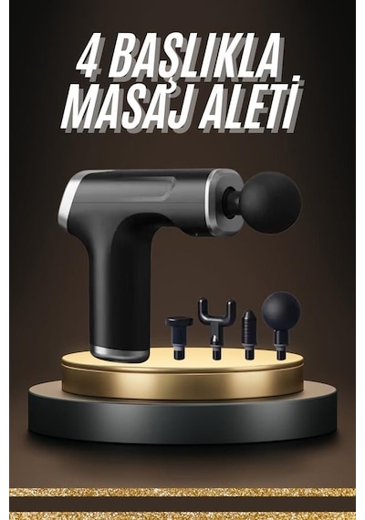 Taşınabilir Şarjlı Masaj Tabancası 4 Başlıklı Kas Rahatlatıcı Masaj Aleti Açık