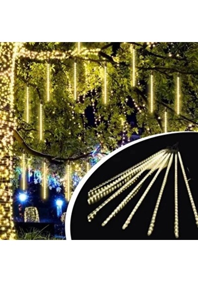10'lu 45 Cm Plastik Meteor Led Usb 2m Kablo Sarı Renk Ağaç Işığı Renk Değiştiren Asmalı Dekoratif Renkli