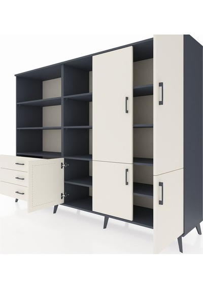 Hyperion Dolap 11 Raflı 3 Çekmeceli 5 Kapaklı 220x44x163 Antrasit Antrasit-aytaşı Hyperion Dolap 11 Raflı 3 Çekmeceli 5 Kapaklı 220x44x163 Antrasit Antrasit-aytaşı
