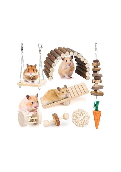 Tr Hamster Çiğneme Oyuncak Seti Küçük Hayvan Molar Oyuncaklar Diş Bakımı Ahşap Aksesuarlar Kobaylar, Şinşilla