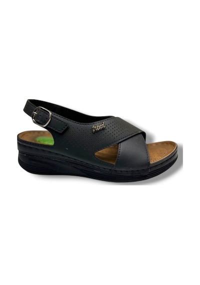 Royal Poli 780-26 Cilt Ultra Soft Jel Taban Anatomik Kadın Sandalet Siyah