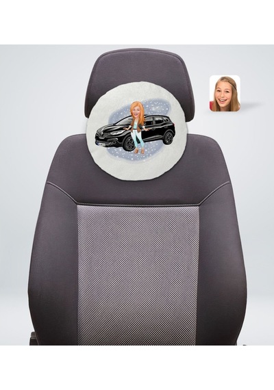Kişiye Özel Plakalı Kadın Renault Kadjar Karikatürlü Yuvarlak Ara (503989096)