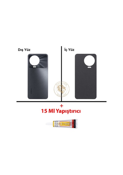 Infinix Note 12 Pro Gri Uyumlu Arka Kapak + B7000 Yapıştırıcı Arka Cam Batarya Pil Kapağı Back Cover Diğer
