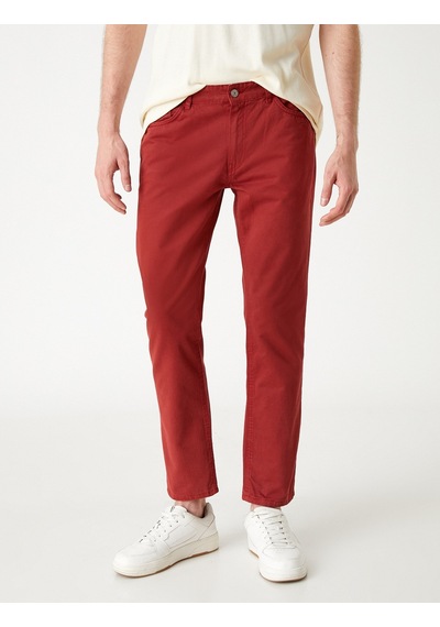 Koton Basic Gabardin Pantolon Düğmeli Bordo 3wam40048hw 3WAM40048HW462 Bordo