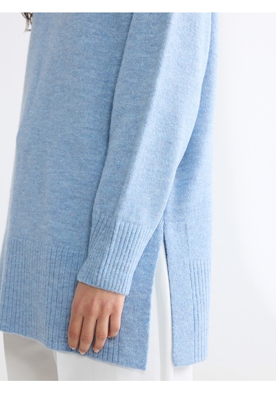 Lcw Modest Mavi Yarım Balıkçı Yaka Oversize Kadın Triko Tunik