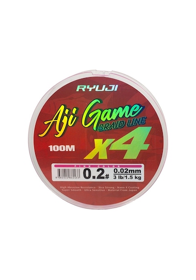 Ryujı Ajı Game 4x, 100m, Pink İp Misina 0,05 Mm