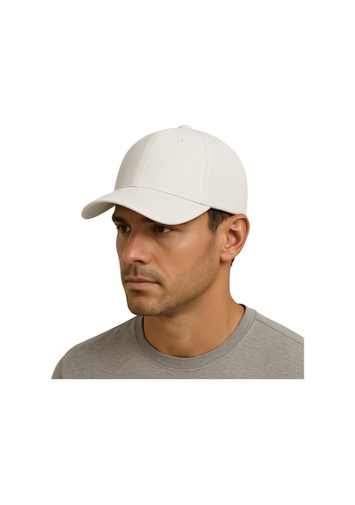 Perlotus Unisex Spor Kep Şapka Mikro Polyester Kumaş 6 Parça Ayarlanabilir Metal Tokalı Beyaz