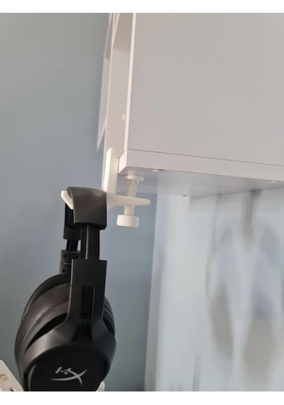 Ayarlanabilir Sıkıştırmalı Masaüstü Kulaklık Tutucu Stand Beyaz