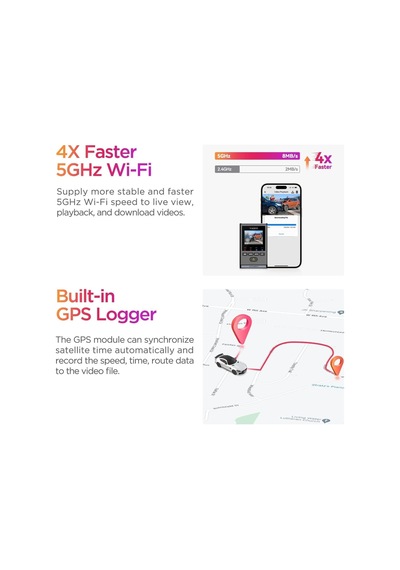 Ayrex A119 Mini-2 Hdr 2k 60fps 5ghz Wifi Ve Gps'li Araç Kamerası