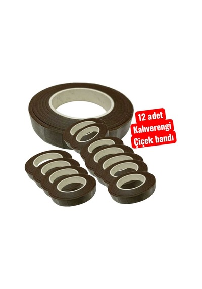 Kahverengi Çiçek Bandı 1 Paket 12 Adet, Şönil Çiçek Sarma, Hobi ,buket Yapım, Dıy