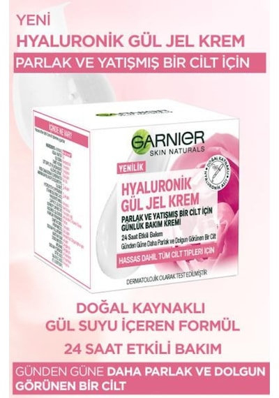 Garnier Hyaluronik Tüm Ciltler için Günlük Nemlendirici Gül Jel Krem 50 ML