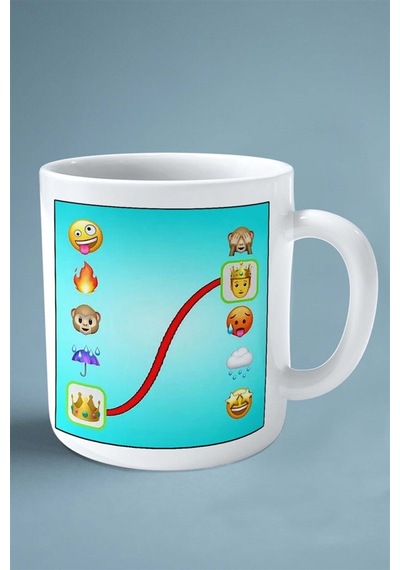 Emoji Puzzle Mobil Oyun Baskılı Kupa Bardak Çift Taraflı Baskı Kişiye Özel Model 2 Çok Renkli