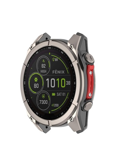 Caseonn Garmin Fenix 8 - 47 Mm, Solar, Sapphire Montaj Setli Yan Kasa Koruyucu Metal Bumper Kırmızı