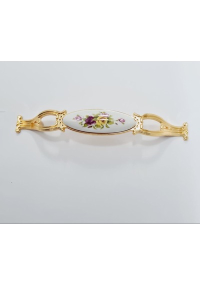 Zümre 128 Mm Metal Gold Kasa Beyaz Sarı Çiçek Desenli / 5 Adet Altın