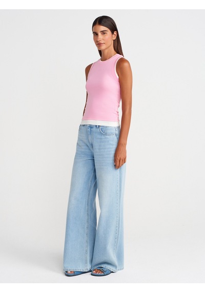 Dilvin 21086 Çift Görünümlü Kolsuz Top-pembe Pembe
