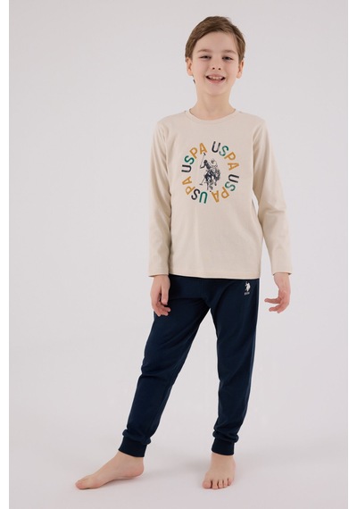 U.S. Polo Assn. U.s. Polo Assn Erkek Çocuk Krem Pijama Takımı Us2214-c-v2