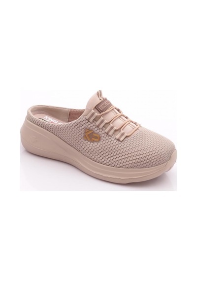 King Paolo D5109 Kadın Krakers Sabo Keten Sandalet Bej