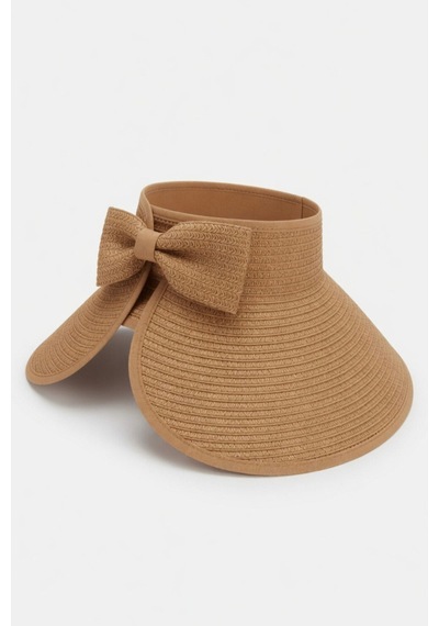 Mollycrush Kadın Camel Hasır Vizör Tesettür Uyumlu Şapka Katlanabilir Trend Tasarım Camel