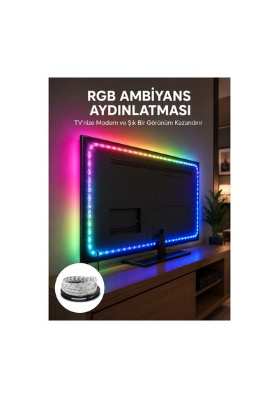 En Popüler Müzikle Senkronize Led Şerit Tv Aydınlatma Yeni Nesil Uygun Renklı