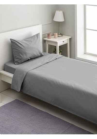 Tek Kişilik Yastıklı Çarşaf Takımı 100x200 Ranforce Koyu Gri