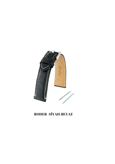 R4137w Roder Deri Kayış - Siyah-beyaz - 24mm Şeffaf
