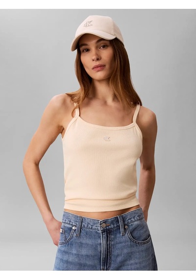 Calvin Klein Sl 2x2 Baby Rıb Stra, Tgy Krem Kadın T-shirt