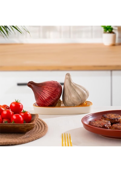 Mio-036 Soğan Sarımsak Motifli 2li Standlı Tuzluk Biberlik Seti Diğer