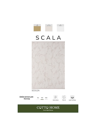 Scala Sc012a Beyaz Halı Modern Desenli Tozu Az Akrilik Salon Halısı Yatak Odası Mutfak Koridor