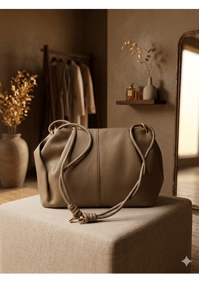 Aldorya Lüks Knotted Soft Omuz Çantası - Günlük Ve Özel Günler Için Krem