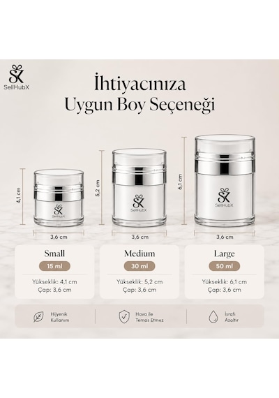 Airless Vakumlu Krem Kavanozu 3'lü Set 15 Ml + 30 Ml + 50 Ml - Havasız Pompalı Yeniden Doldurulabilir Kozmetik Krem Kutusu, Seyahat Boy Serum, Losyon, Fondöten Ve Bb Cream Saklama Kabı Çok Renkli