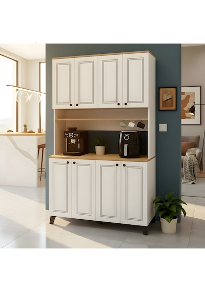 Zen Country Mutfak Airfryer Ve Kahve Makinesi Bölmeli Kahve Köşesi - Beyaz Beyaz