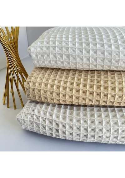 Büyük Kareli Waffle Pike Bornozluk Kumaş 100% Pamuk Bw-01 Beyaz