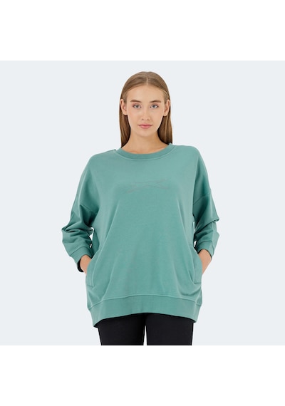 Slazenger VIKENTI SW Oversize Kadın Cepli Oversıze Yeşil Sweatshirt