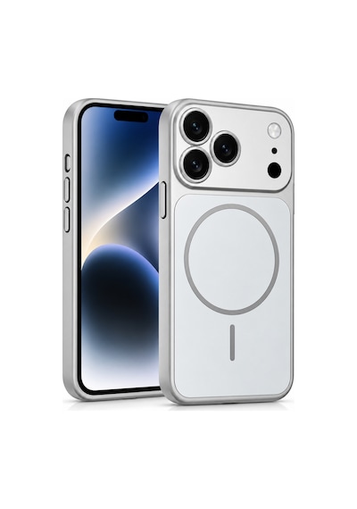 İphone 13 İçin İphone 18 Pro Görünümlü Uyumlu Kılıf Kablosuz Şarj Destekli Kamera Lens Korumalı Şık Metal Görünümlü Dayanıklı Arka Kapak Tasarımı H0x2 Gümüş