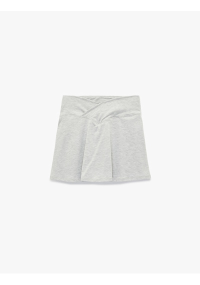 Koton Rahat Kalıp Kemer Detaylı Mini Spor Şort Etek Gri Melanj 6sak40033nk Gri Melanj