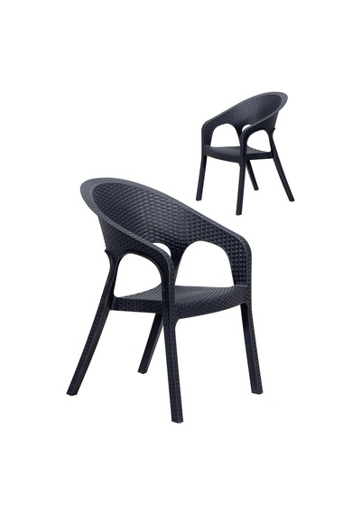 2 Adet Garden Antrasit Sandalye / Balkon-bahçe-teras Antrasit