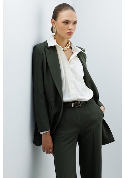 Mizalle Oversize Haki Kruvaze Blazer Ceket Haki