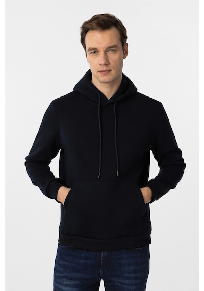 Süvari Lacivert Regular Düz Kapüşonlu Yaka Sweatshirt