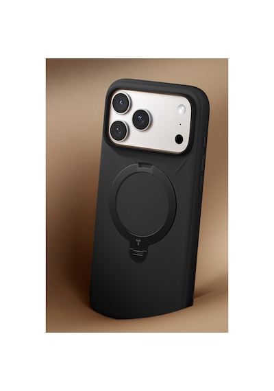 Torras Apple iPhone 17 Pro / 18 Pro Uyumlu O Stand Spin Silicone Serisi Magsafe Kılıf Siyah
